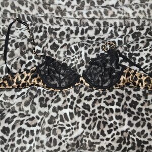 Victoria's Secret Leopard and Black Lace Bra